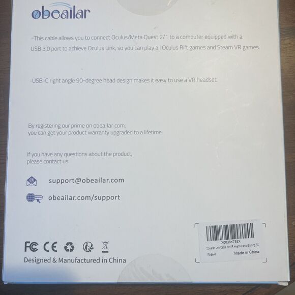 USB A to USB C Cable 16 Ft/ 5 M VR Headset Link Cable Gaming Pc - Obeailar New - Picture 3 of 3